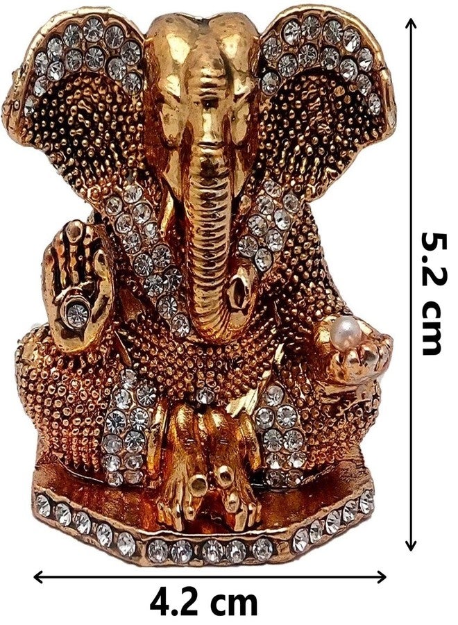 GCT Lord Ganesh Idol Ganesha Statue Ganpati Vinayaka Murti (B-42) Antique Gold Metal Statue for Home Décor Car Dashboard Mandir Pooja Murti Temple Puja Office Table Showpiece - Image 2